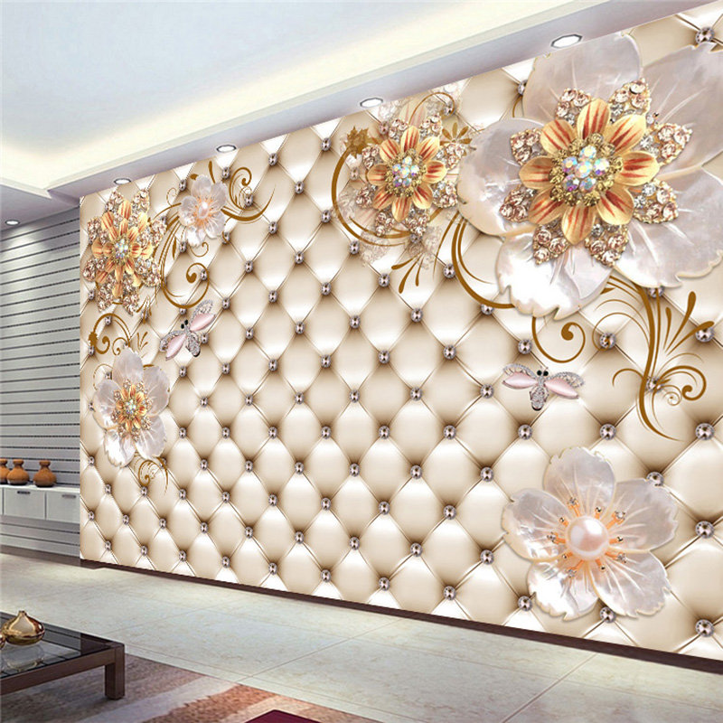 3D Printing Foto - Personalizado 3D Cristal Flor Mural Papel