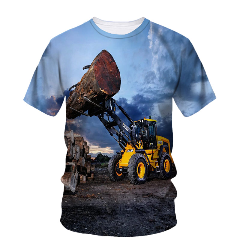 3D Printing Excavator - Camiseta casual solta masculina, top de
