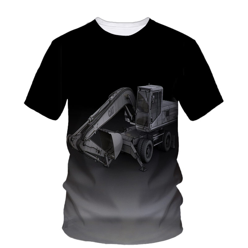 Camiseta casual solta masculin - 3D Printing Excavator avaliação e preço